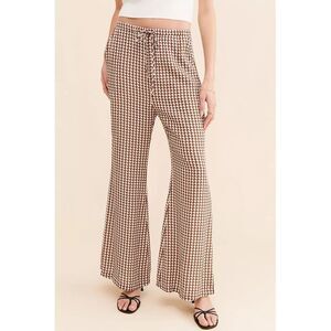 NEW! CHARLIE HOLIDAY Lola Houndstooth Chocolate Cream‎ Flare Pants Size 4
